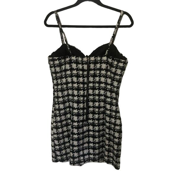 FOREVER 21 Mini Dress L Black White Houndstooth Sweetheart Chic Classic - Picture 4 of 6